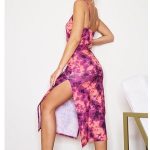 PLT pink tie dye split hem dress
